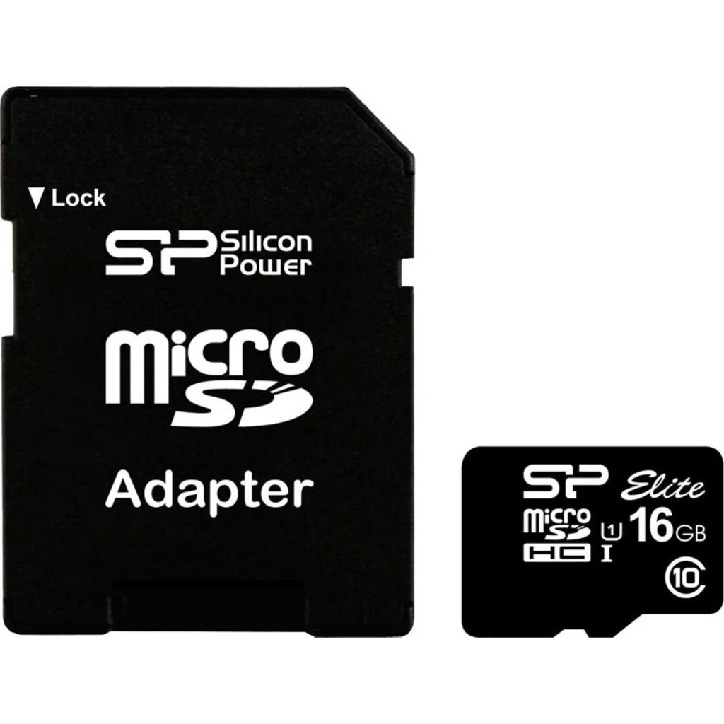 Карта памяти Silicon Power 16 GB microSDHC UHS-I Elite + SD adapter SP016GBSTHBU1V10-SP