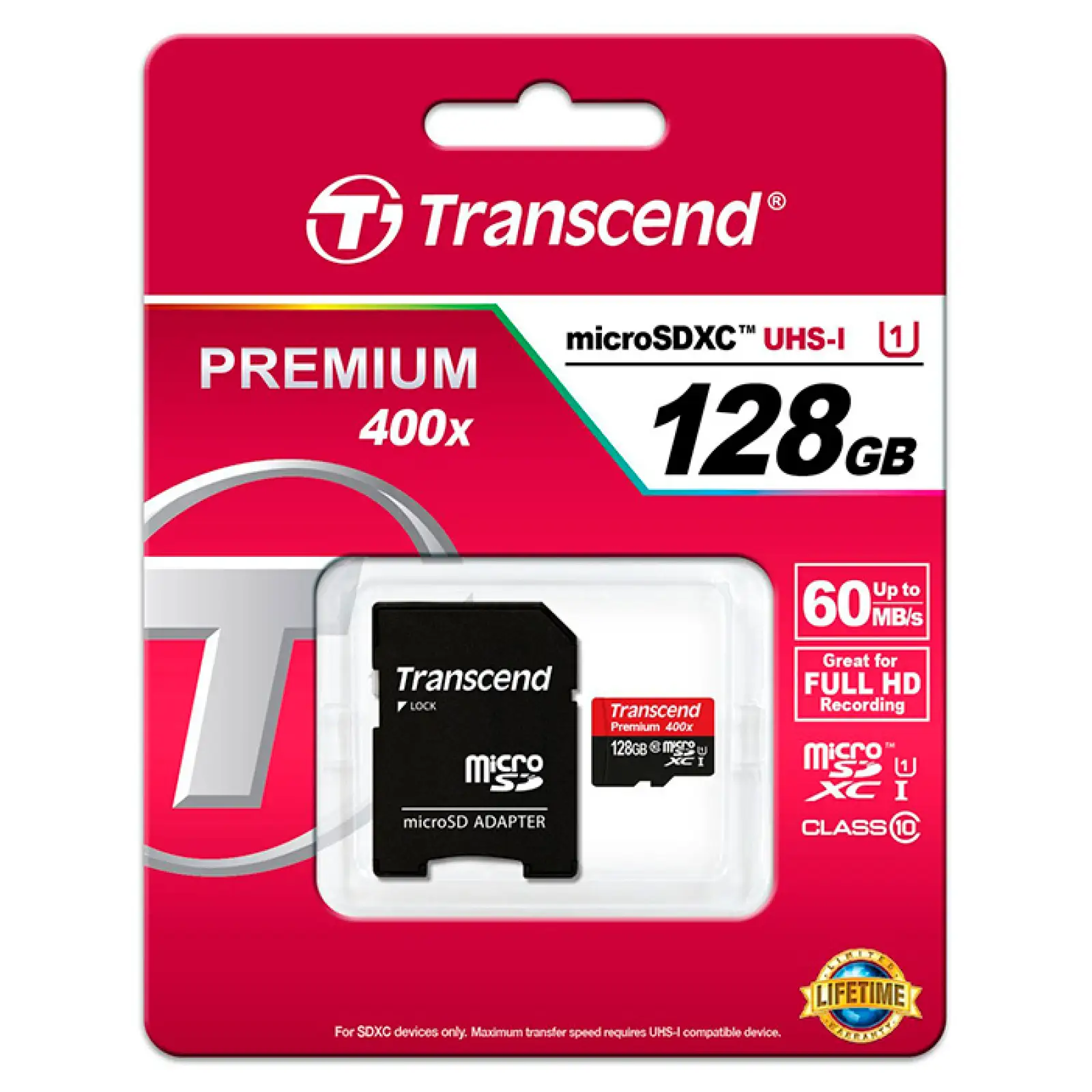 Карта пам'яті Transcend 128 GB microSDXC UHS-I Premium + SD Adapter TS128GUSDU1