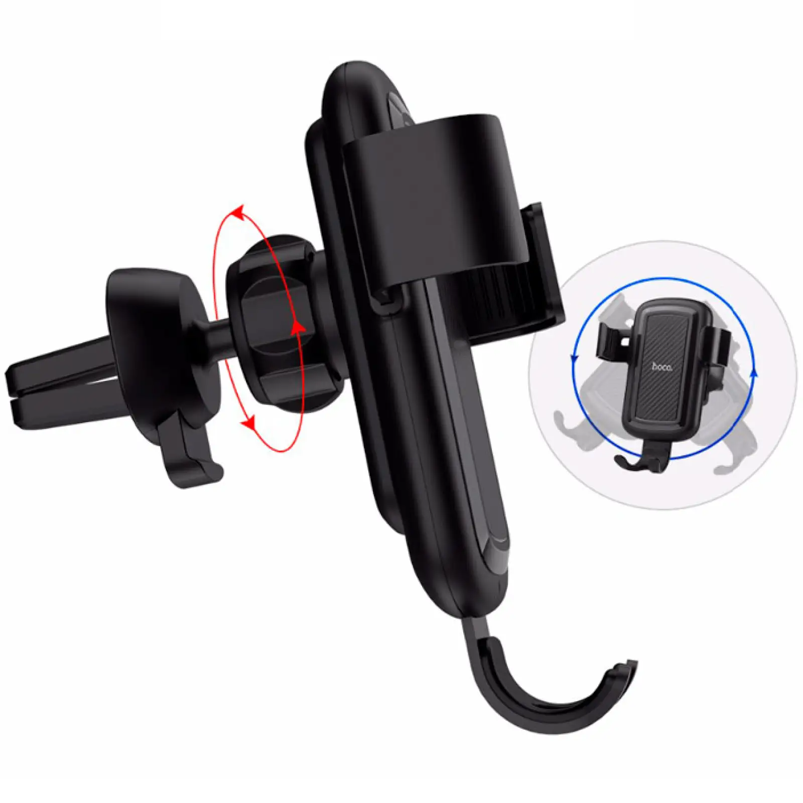 Автотримач Hoco Car Mount CW12 + Wireless Fast Charger Black