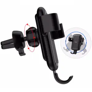 Автотримач Hoco Car Mount CW12 + Wireless Fast Charger Black