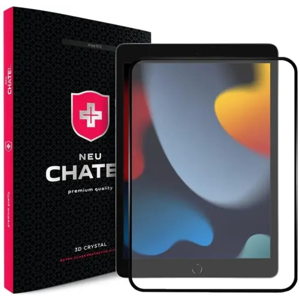 Защитное стекло +NEU Chatel Corning Gorilla Glass Front Black для iPad 10.2 2019/2020/2021
