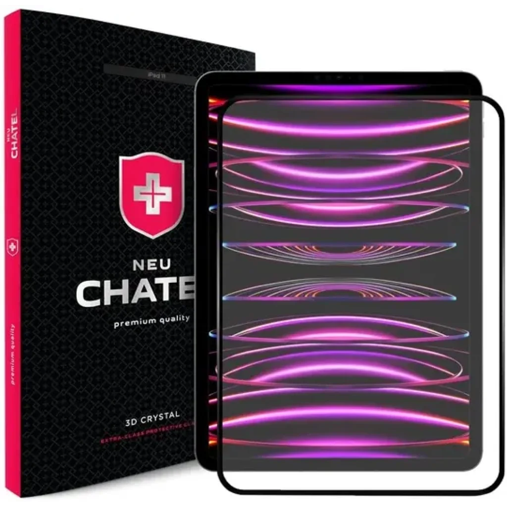 Защитное стекло +NEU Chatel Corning Gorilla Glass Front Black для iPad Air 10.9 2020/2022, iPad Pro 11 2020/2021/2022
