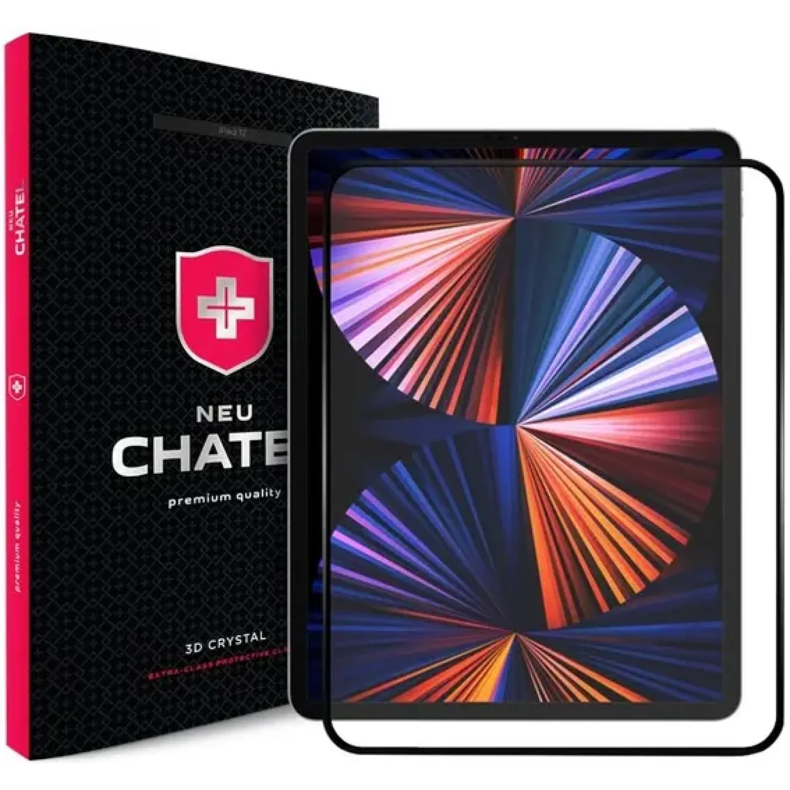 Защитное стекло +NEU Chatel Corning Gorilla Glass Front Black для iPad Pro 12.9 2018/2020/2021