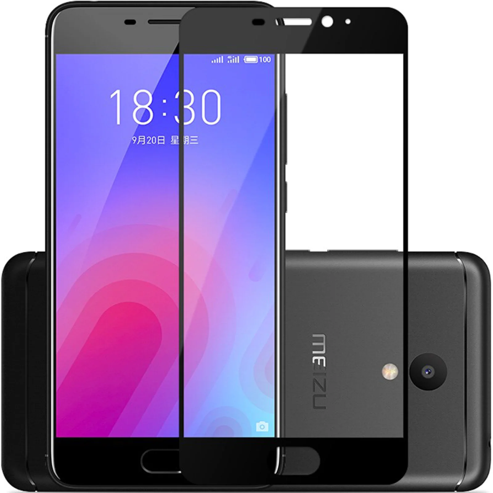 Захисне скло Full Screen Black для Meizu M6