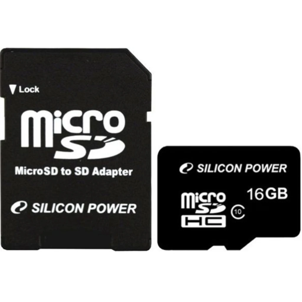 Карта памяти Silicon Power 16 GB microSDHC Class 10 + SD adapter SP016GBSTH010V10-SP
