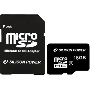 Карта памяти Silicon Power 16 GB microSDHC Class 10 + SD adapter (SP016GBSTH010V10-SP)