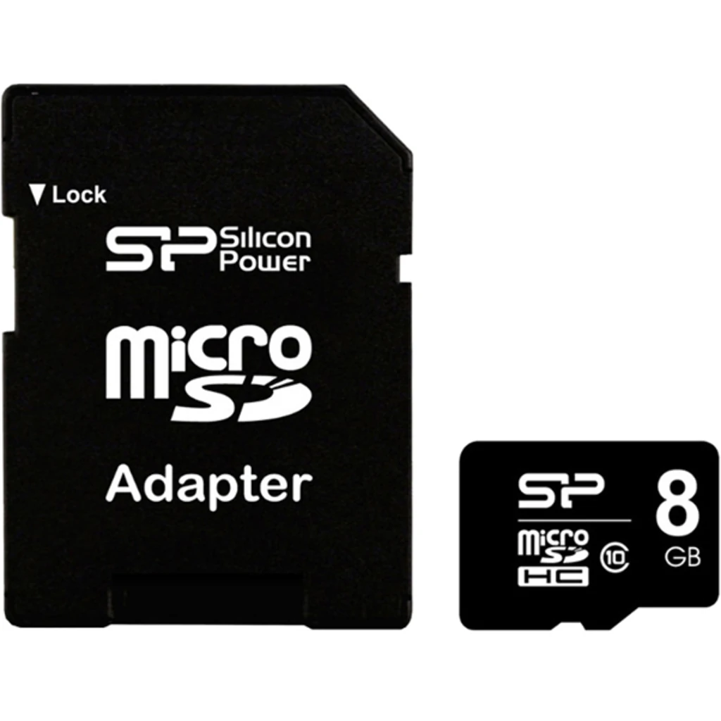 Карта памяти Silicon Power 8 GB microSDHC Class 10 + SD adapter SP008GBSTH010V10-SP