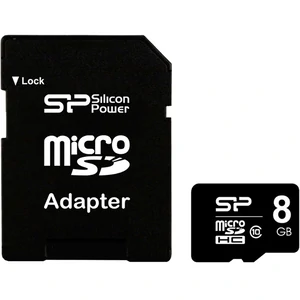 Карта памяти Silicon Power 8 GB microSDHC Class 10 + SD adapter SP008GBSTH010V10-SP