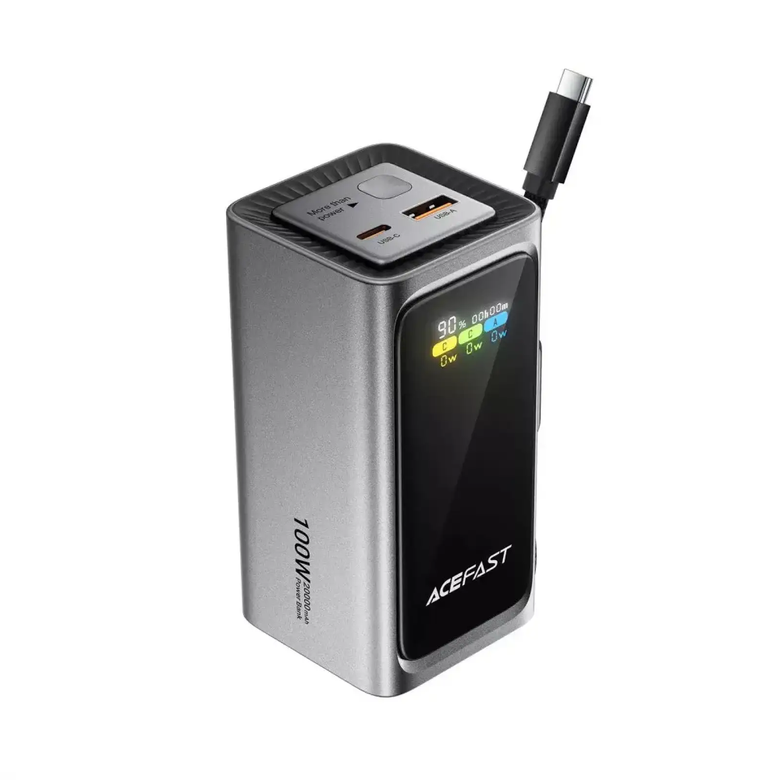 Зовнішній акумулятор ACEFAST M33 100W fast charging power bank with cable and TFT display 20 000 mAh Grey (6974316286363)