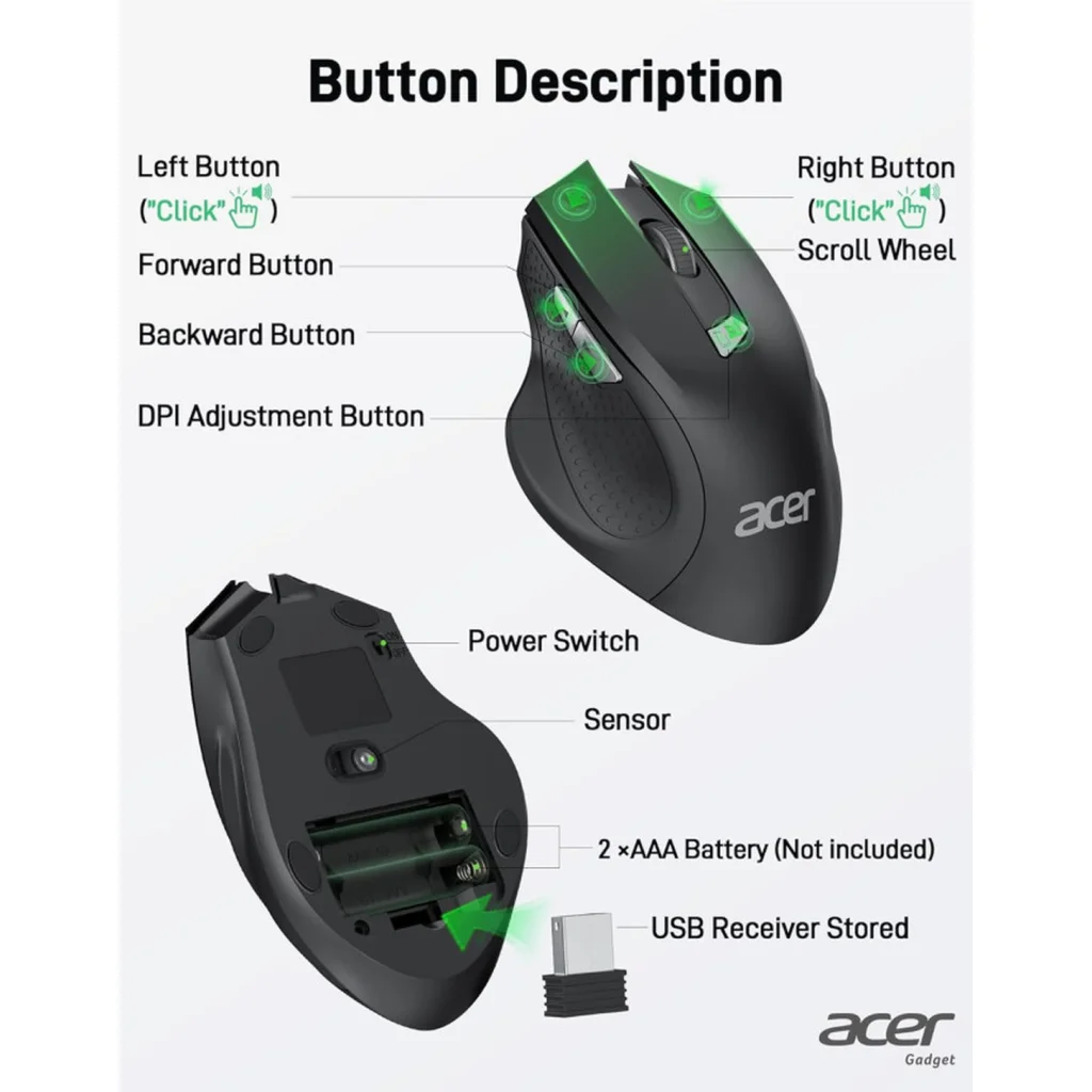 Мышь Acer OMR240 Wireless Black