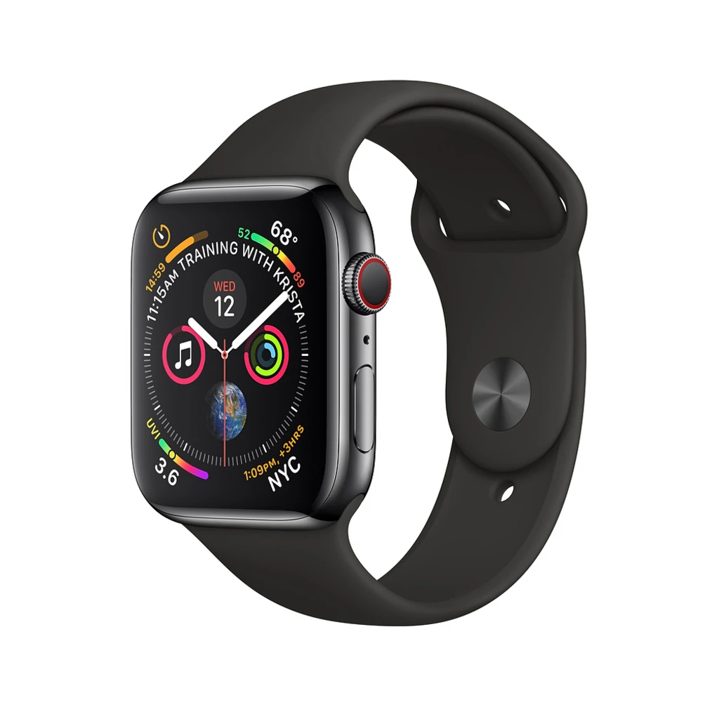 Apple Watch Series 4 GPS + Cellular 40mm Space Black Stainless Steel Case with Black Sport Band (MTUN2)