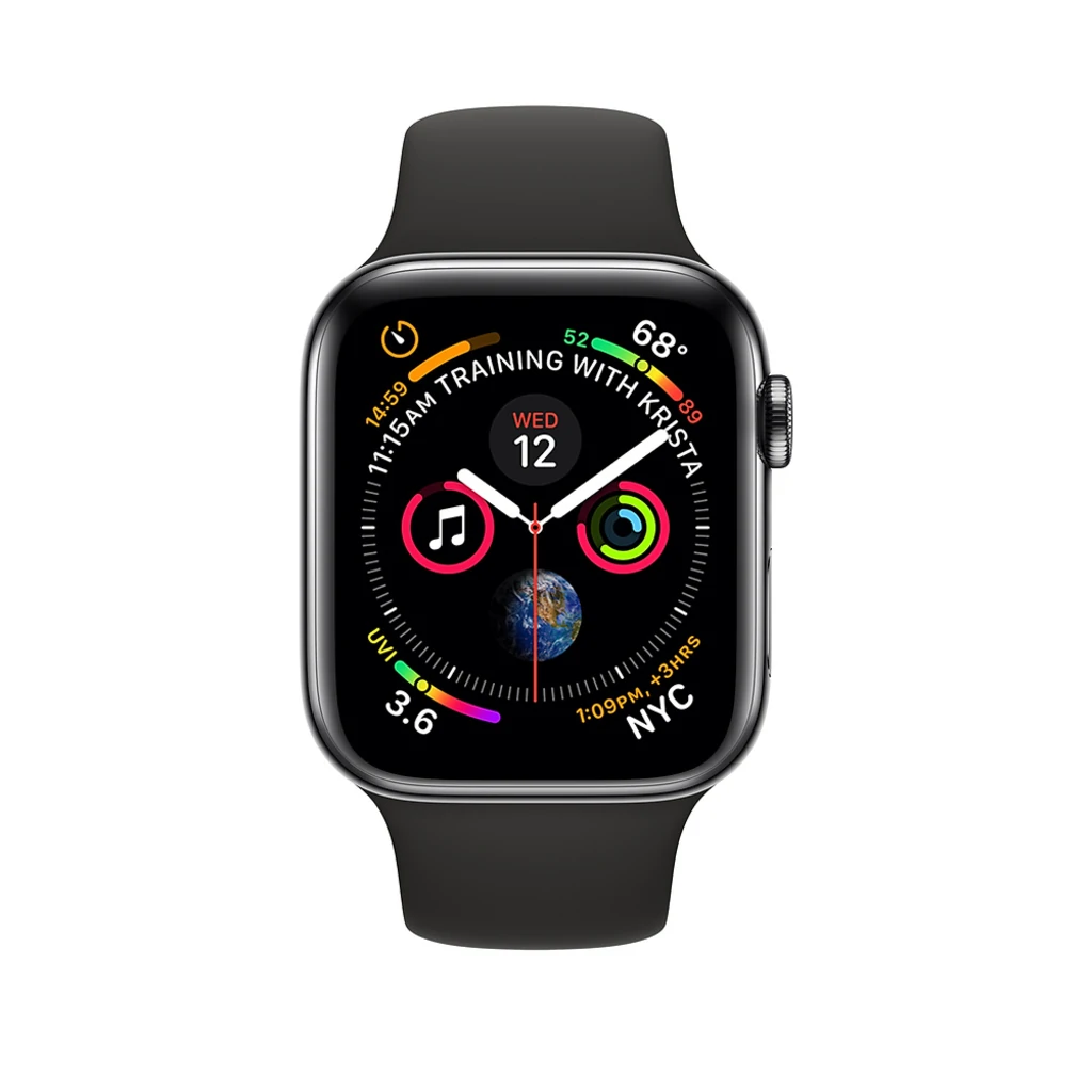 Apple Watch Series 4 GPS + Cellular 40mm Space Black Stainless Steel Case with Black Sport Band (MTUN2)