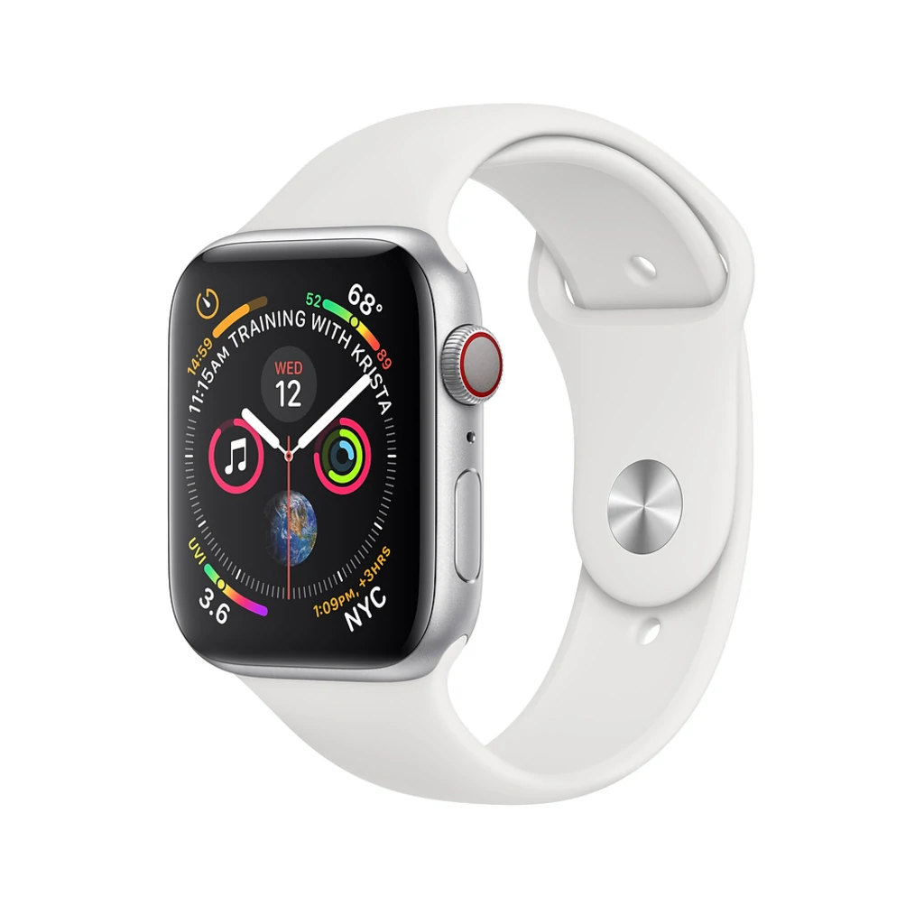 Apple Watch Series 4 GPS + Cellular 44mm Silver Aluminum Case with White Sport Band (MTUU2, MTVR2)