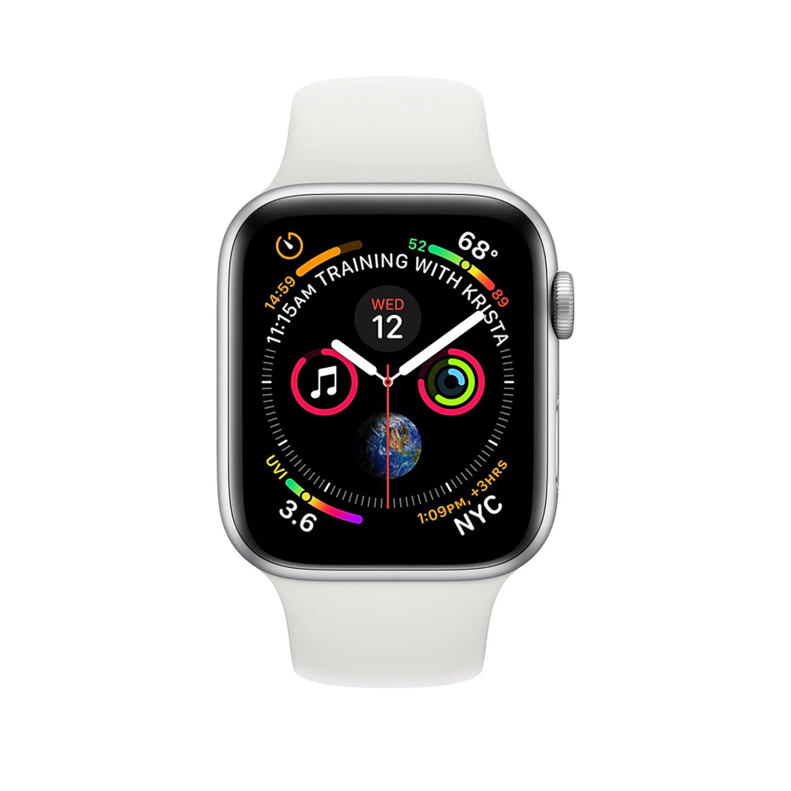 Apple Watch Series 4 GPS + Cellular 44mm Silver Aluminum Case with White Sport Band (MTUU2, MTVR2)