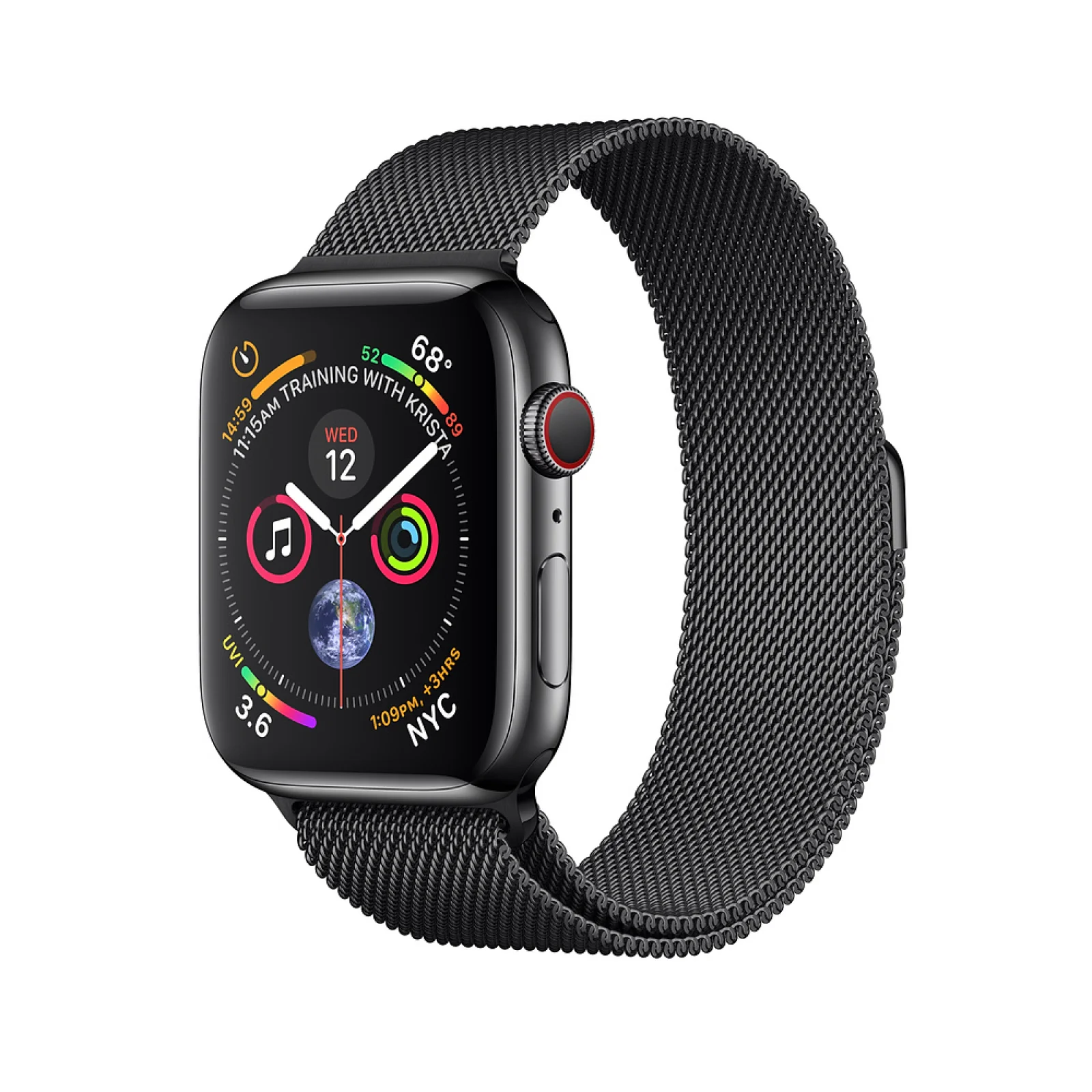 Apple Watch Series 4 GPS + Cellular 40mm Space Black Stainless Steel Case with Space Black Milanese Loop (MTUQ2)