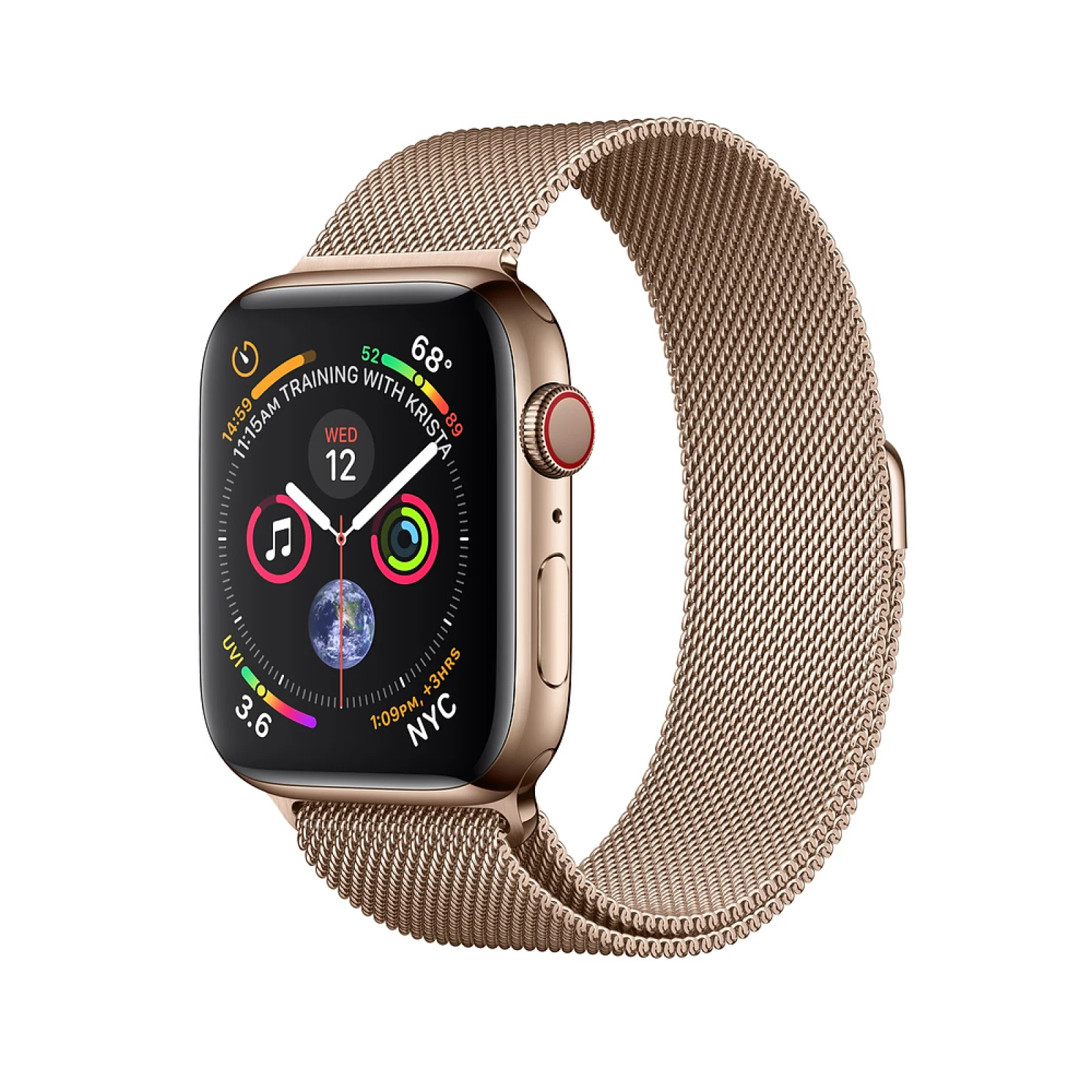 Apple Watch Series 4 GPS + Cellular 44mm Gold Stainless Steel with Gold Milanese Loop (MTV82)