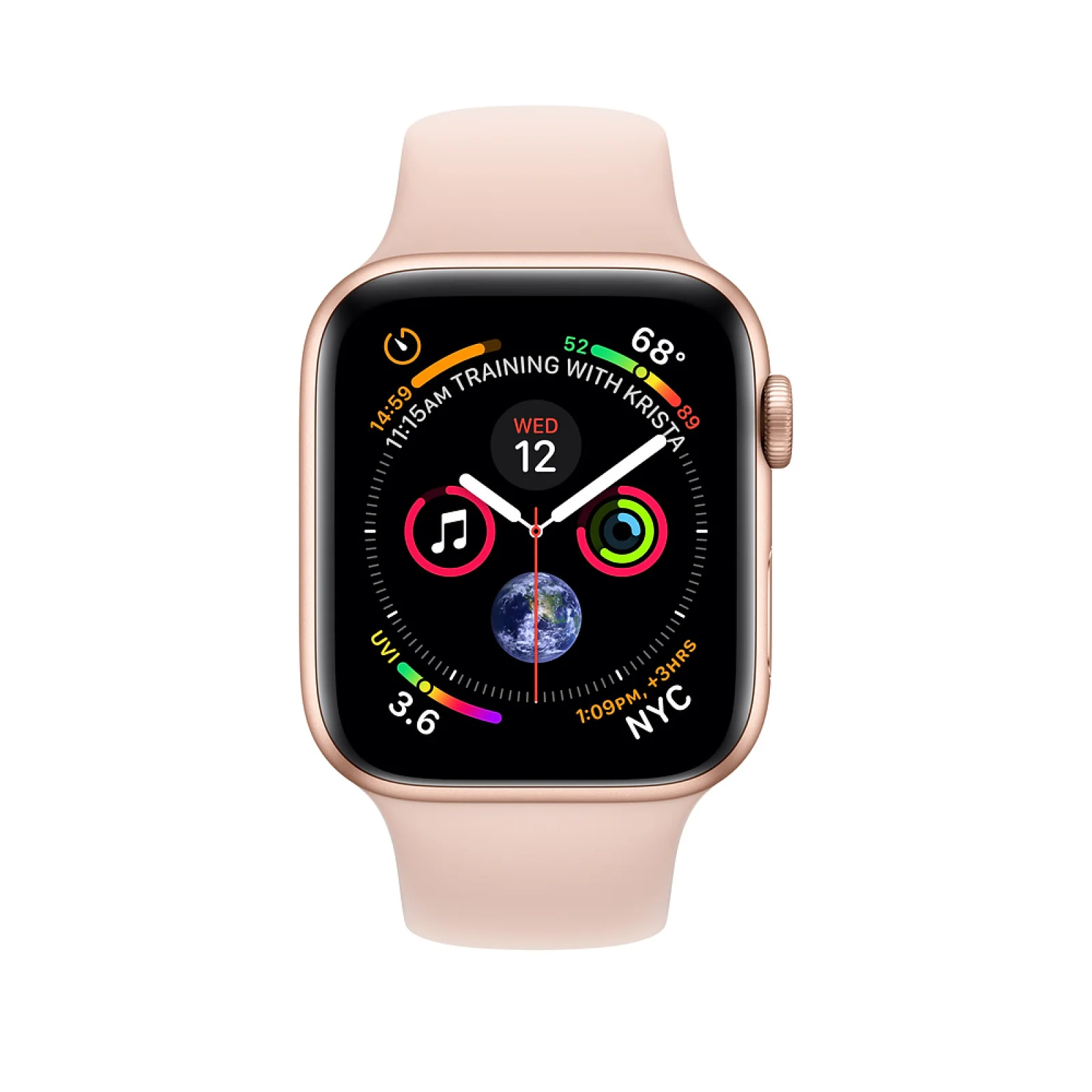 Apple Watch Series 4 GPS 44mm Gold Aluminum Case with Pink Sand Sport Band (MU6F2)