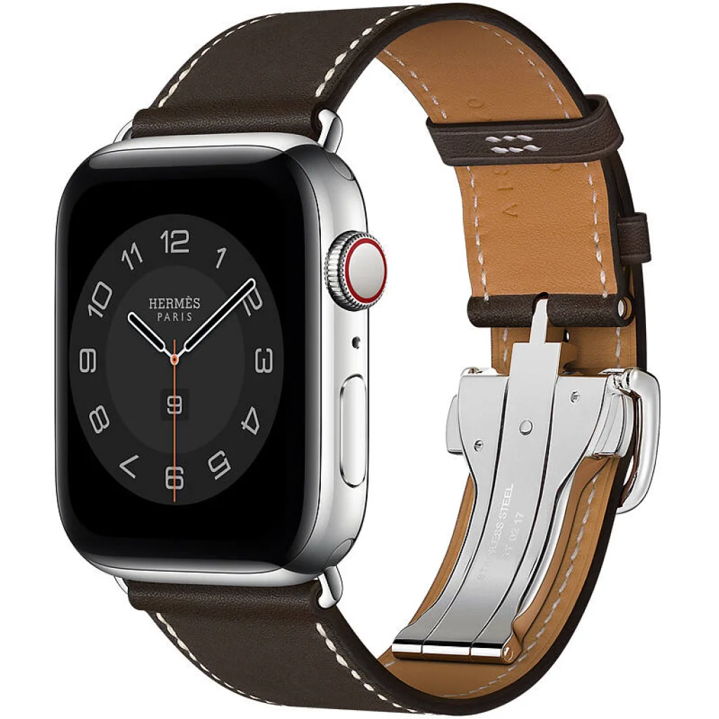 Ремінець Apple Ebene Barenia Leather Single Tour Deployment Buckle для Apple Watch Hermes 44mm (MTQG2)