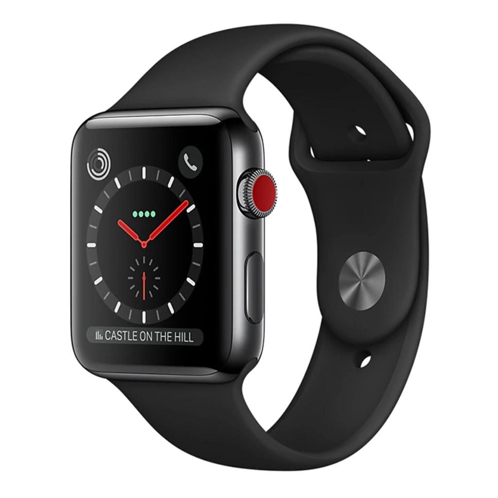 Apple Watch Series 3 GPS + Cellular 42mm Space Black Stainless Steel Case with Black Sport Band (MQM02)