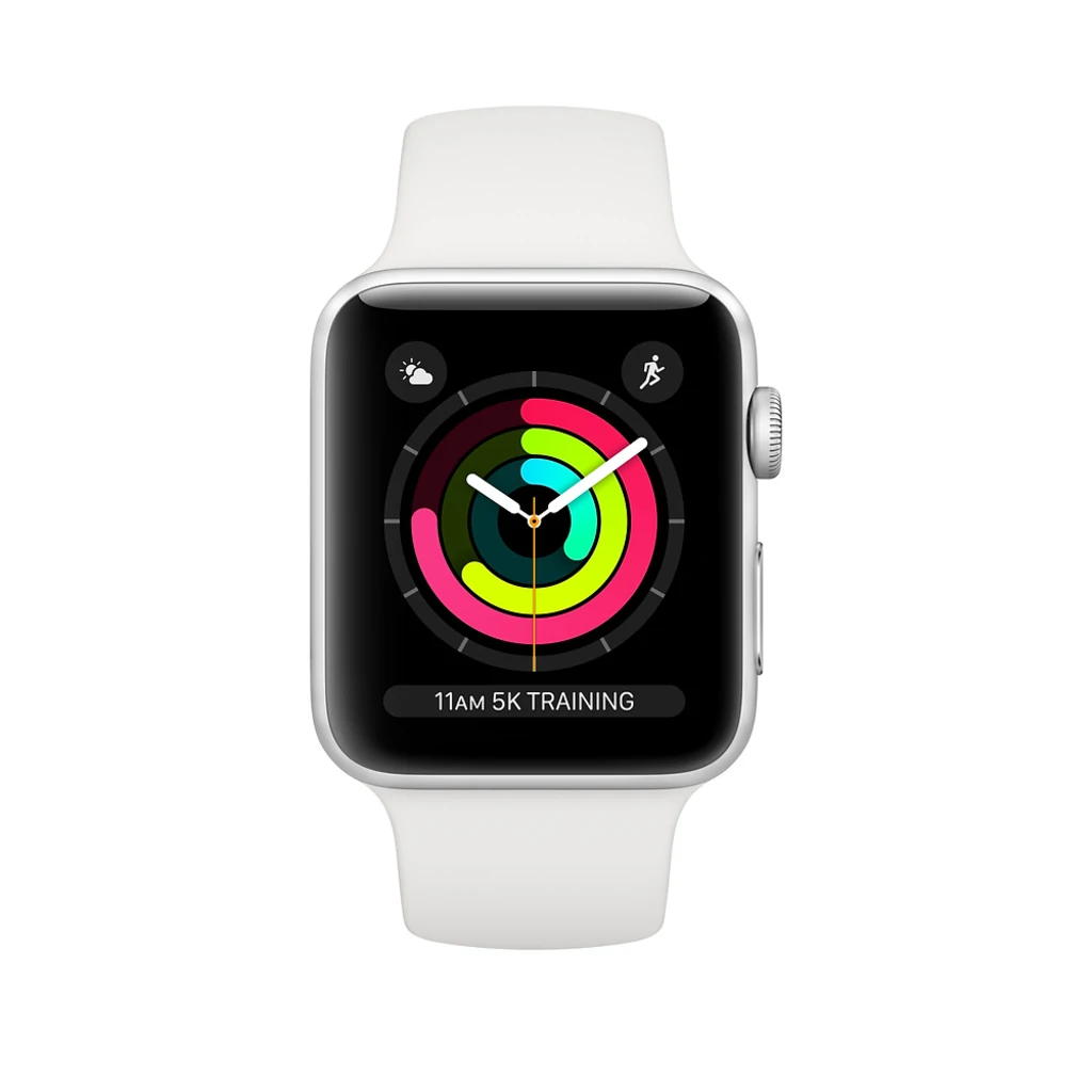 Apple Watch Series 3 GPS 38mm Silver Aluminum with White Sport Band (MTEY2)