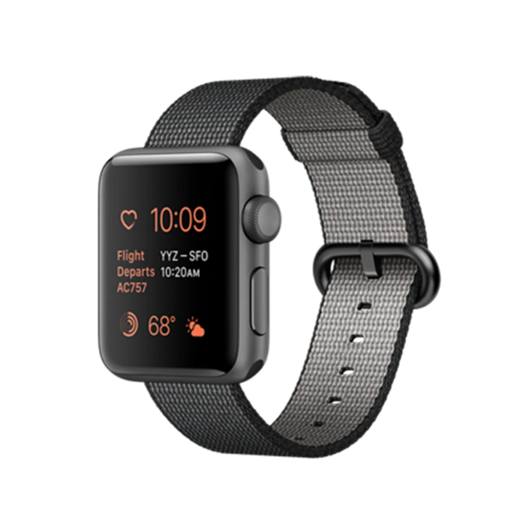 Apple Watch Series 2 38mm Space Gray Aluminum Case with Black Woven Nylon Sport Band (MP052)