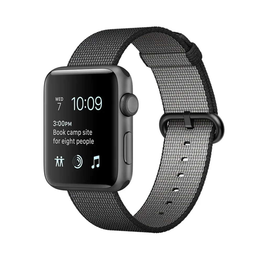Apple Watch Series 2 42mm Space Gray Aluminum Case with Black Woven Nylon Band (MP072)