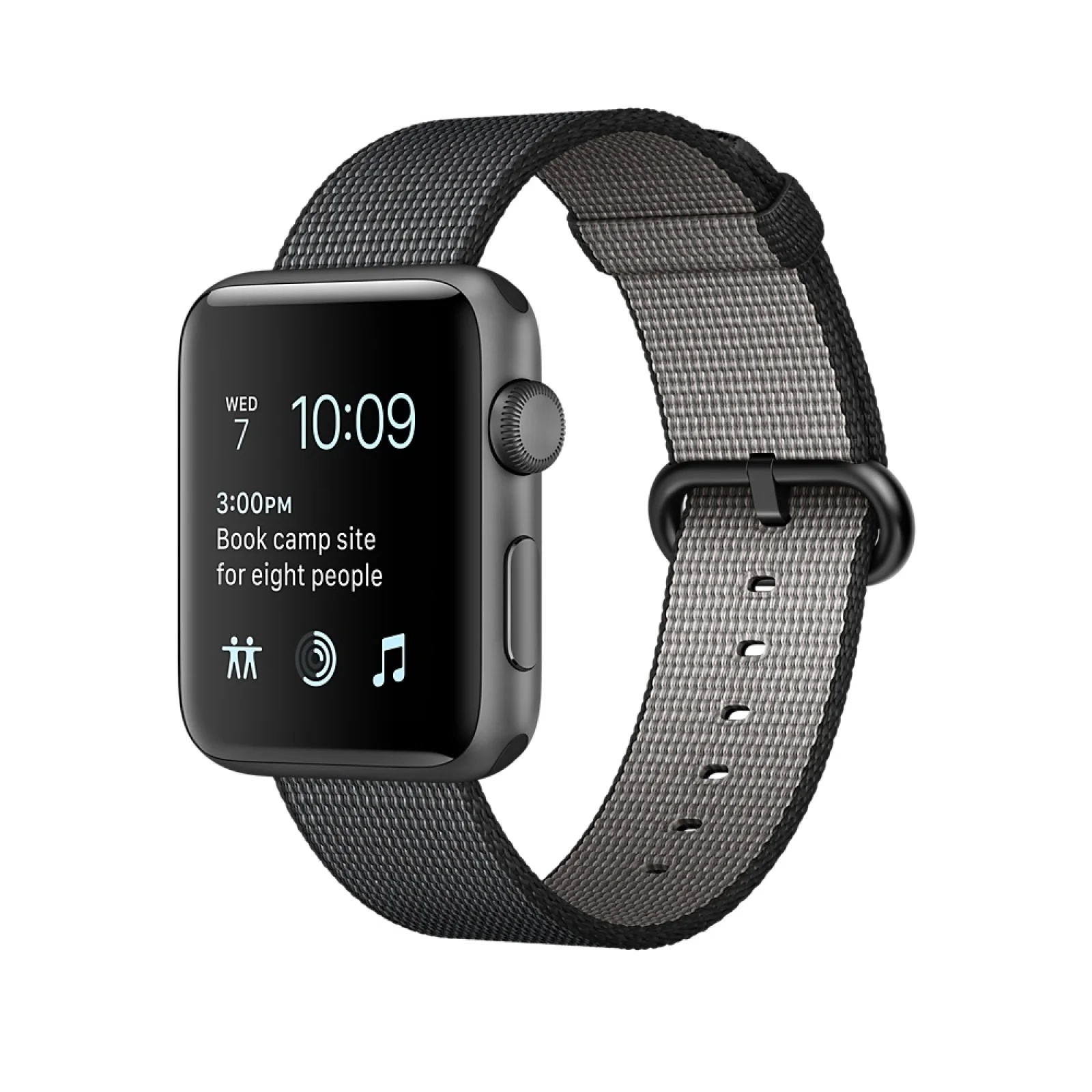 Apple Watch Series 2 42mm Space Gray Aluminum Case with Black Woven Nylon Band (MP072)