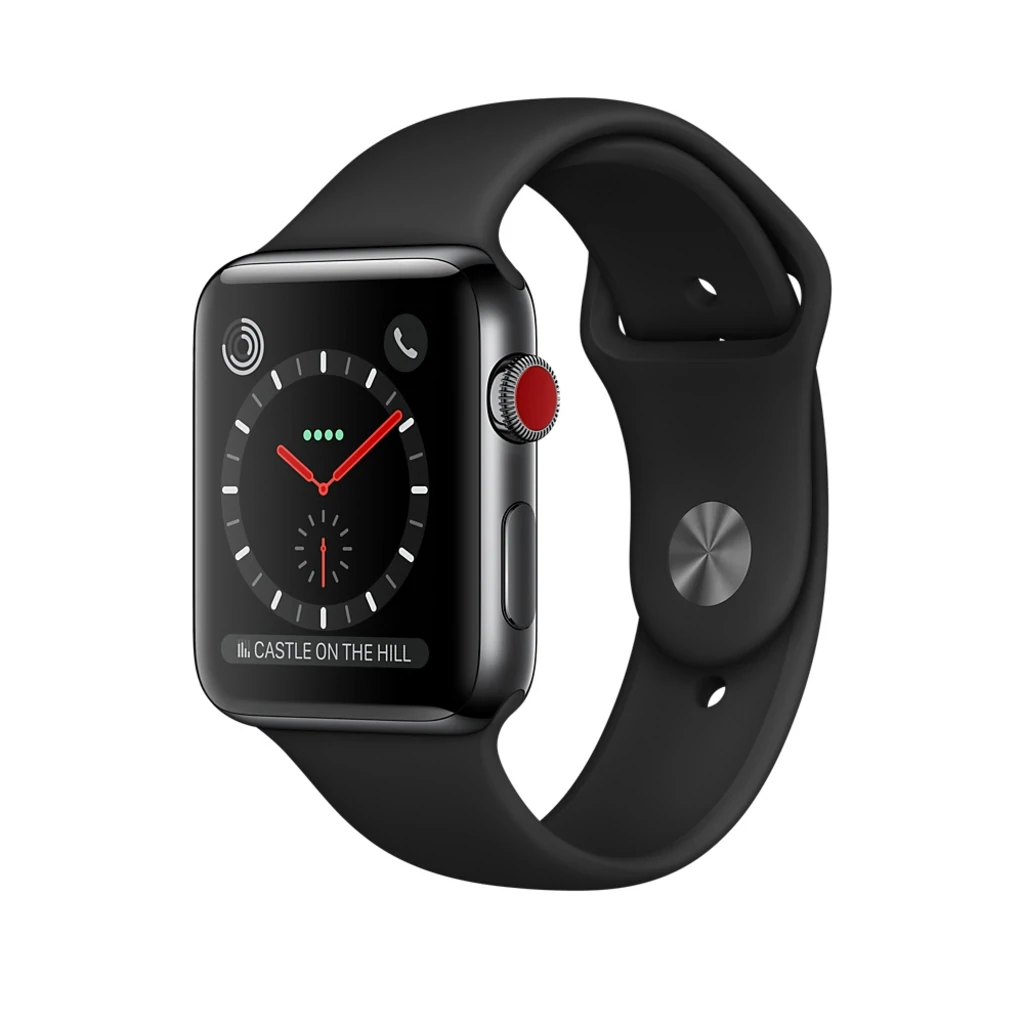Apple Watch Series 3 GPS + Cellular 42mm Space Black Stainless Steel with Black Sport Band (MQK92)