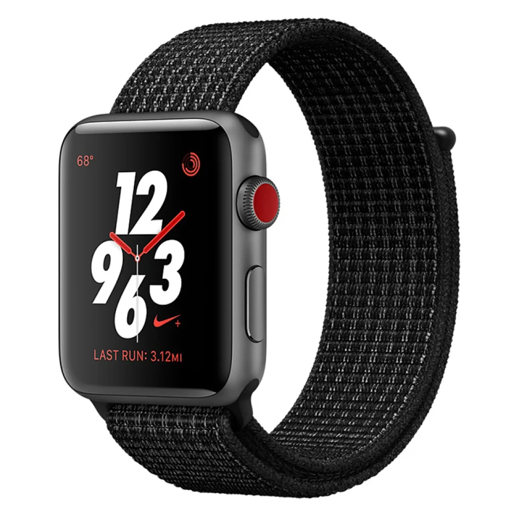 Apple Watch Nike+ Series 3 GPS + Cellular 38mm Space Gray Aluminum with Black/Pure Platinum Sport Loop (MQL82)