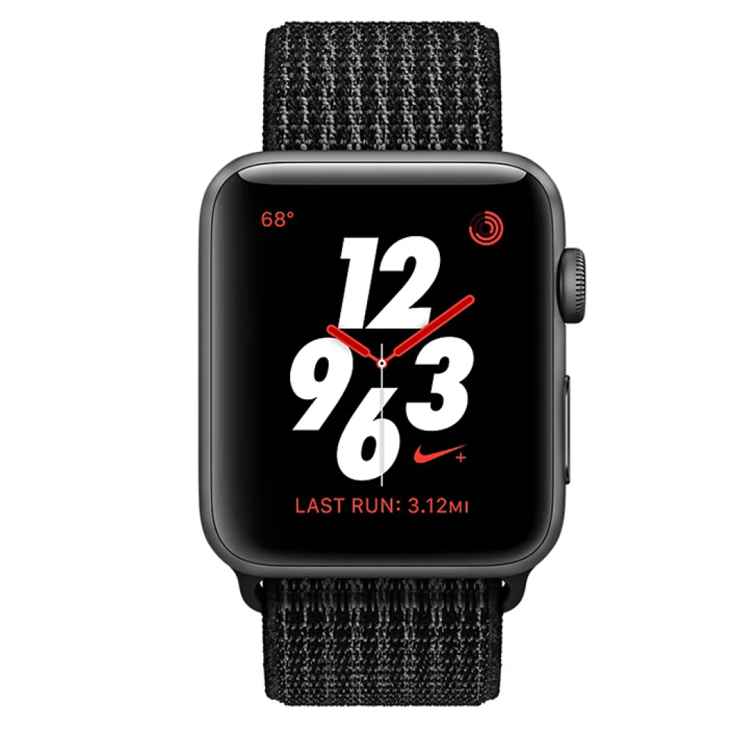 Apple Watch Nike+ Series 3 GPS + Cellular 38mm Space Gray Aluminum with Black/Pure Platinum Sport Loop (MQL82)