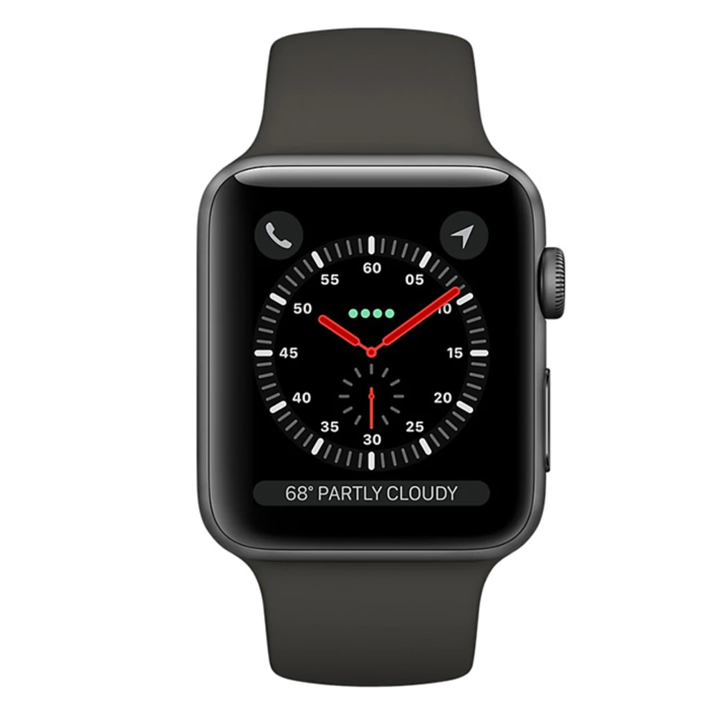 Apple Watch Series 3 GPS + Cellular 38mm Space Gray Aluminum Case with Black Sport Band (MQJP2, MTGH2)