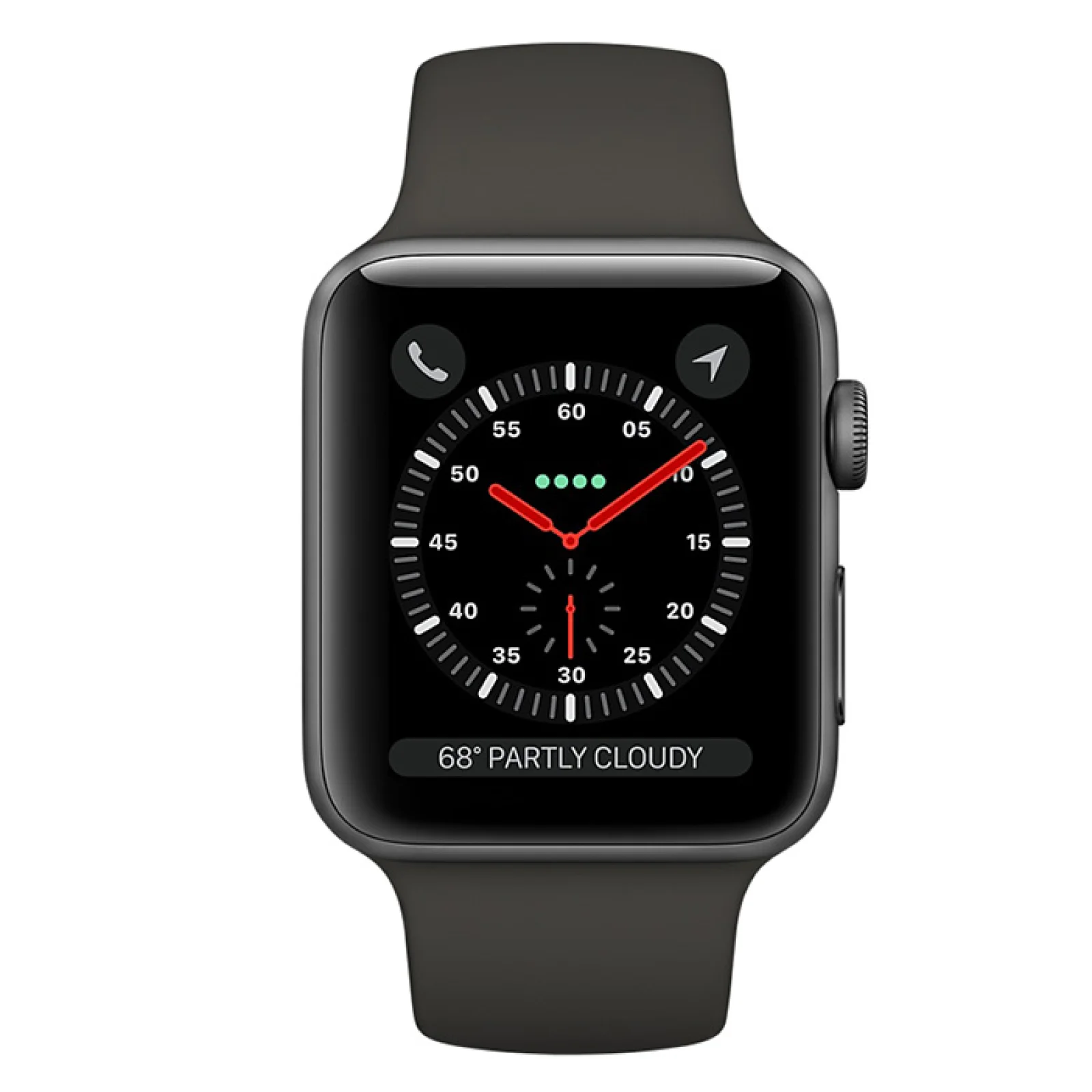 Apple Watch Series 3 GPS + Cellular 38mm Space Gray Aluminum Case with Black Sport Band (MQJP2, MTGH2)