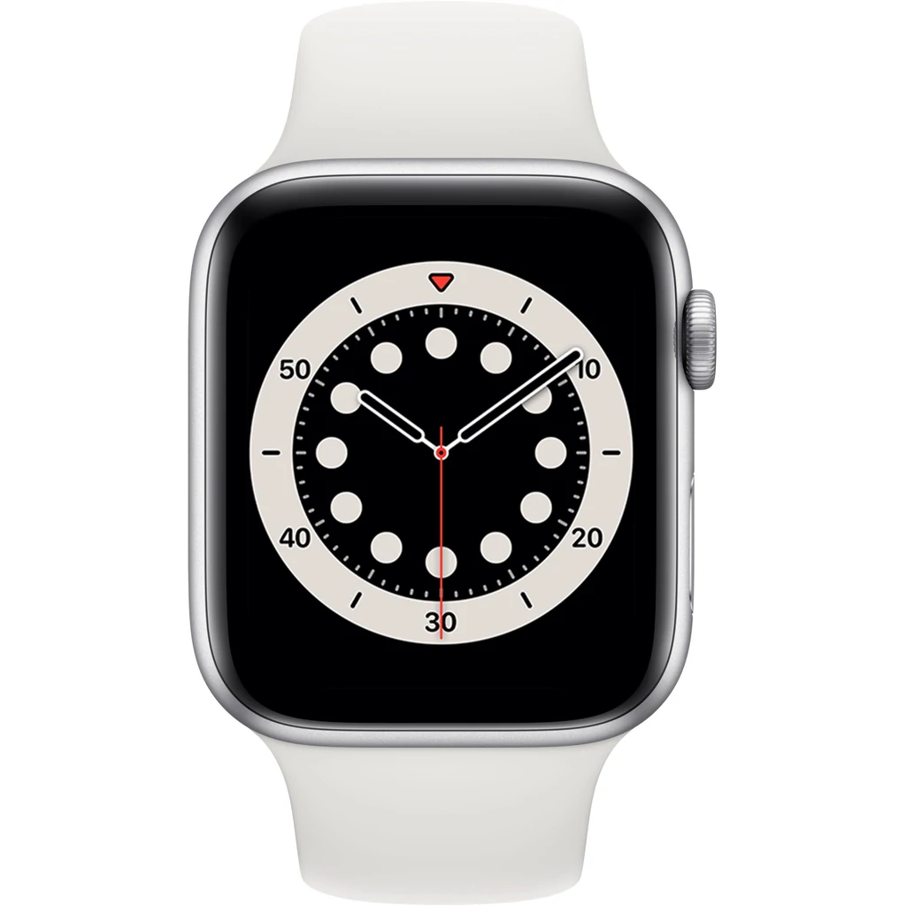 Apple Watch Series 6 GPS 44mm Silver Aluminum Case with White Sport Band (M00D3)