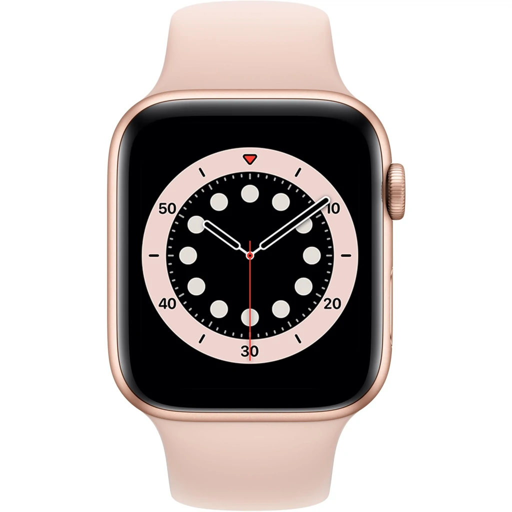 Apple Watch Series 6 GPS + Cellular 44mm Gold Aluminum Case with Pink Sand Sport Band (M07G3, MG2D3)