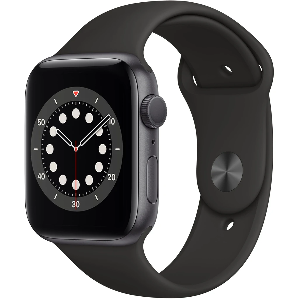Apple Watch Series 6 GPS 44mm Space Gray Aluminum Case with Black Sport Band (M00H3)