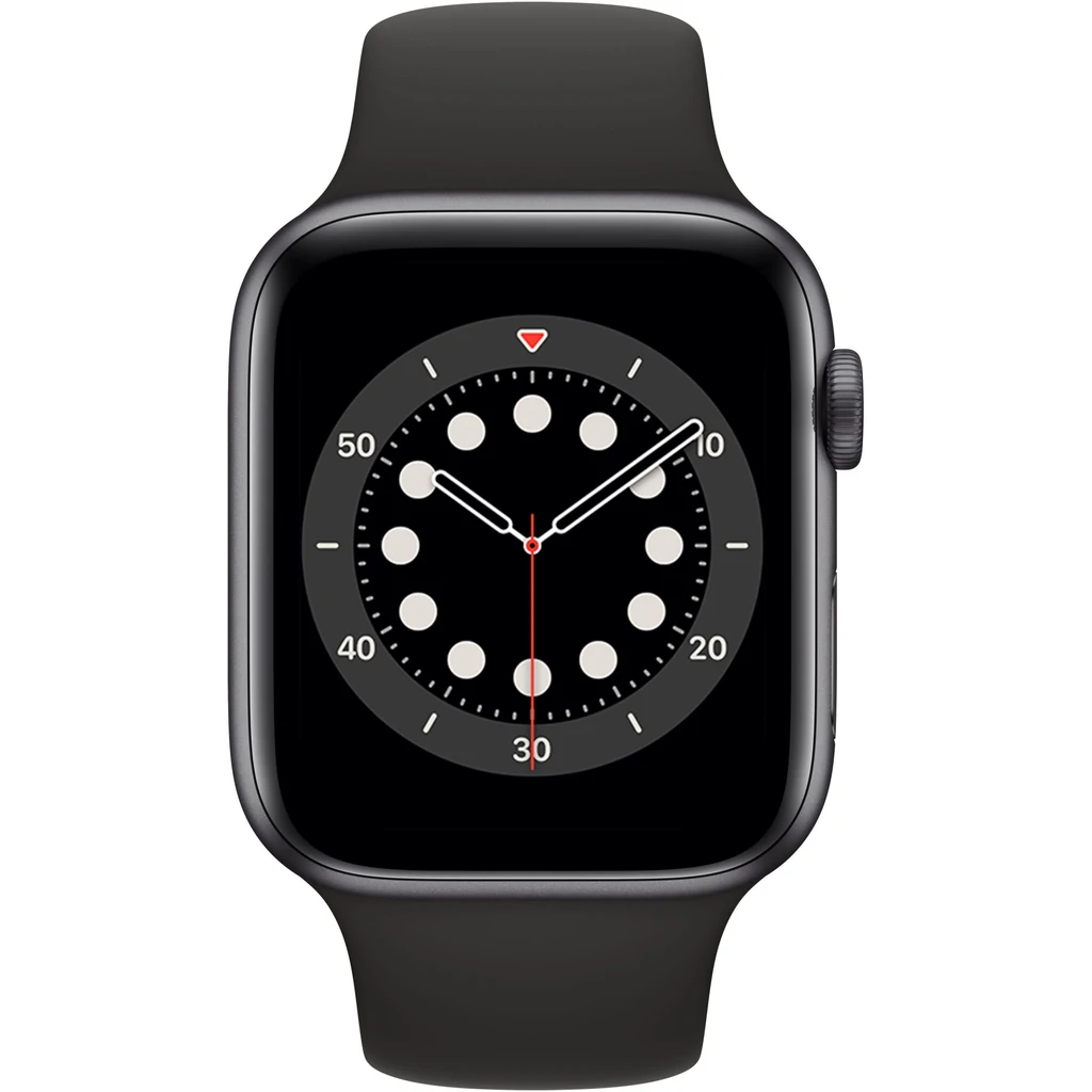 Apple Watch Series 6 GPS 44mm Space Gray Aluminum Case with Black Sport Band (M00H3)