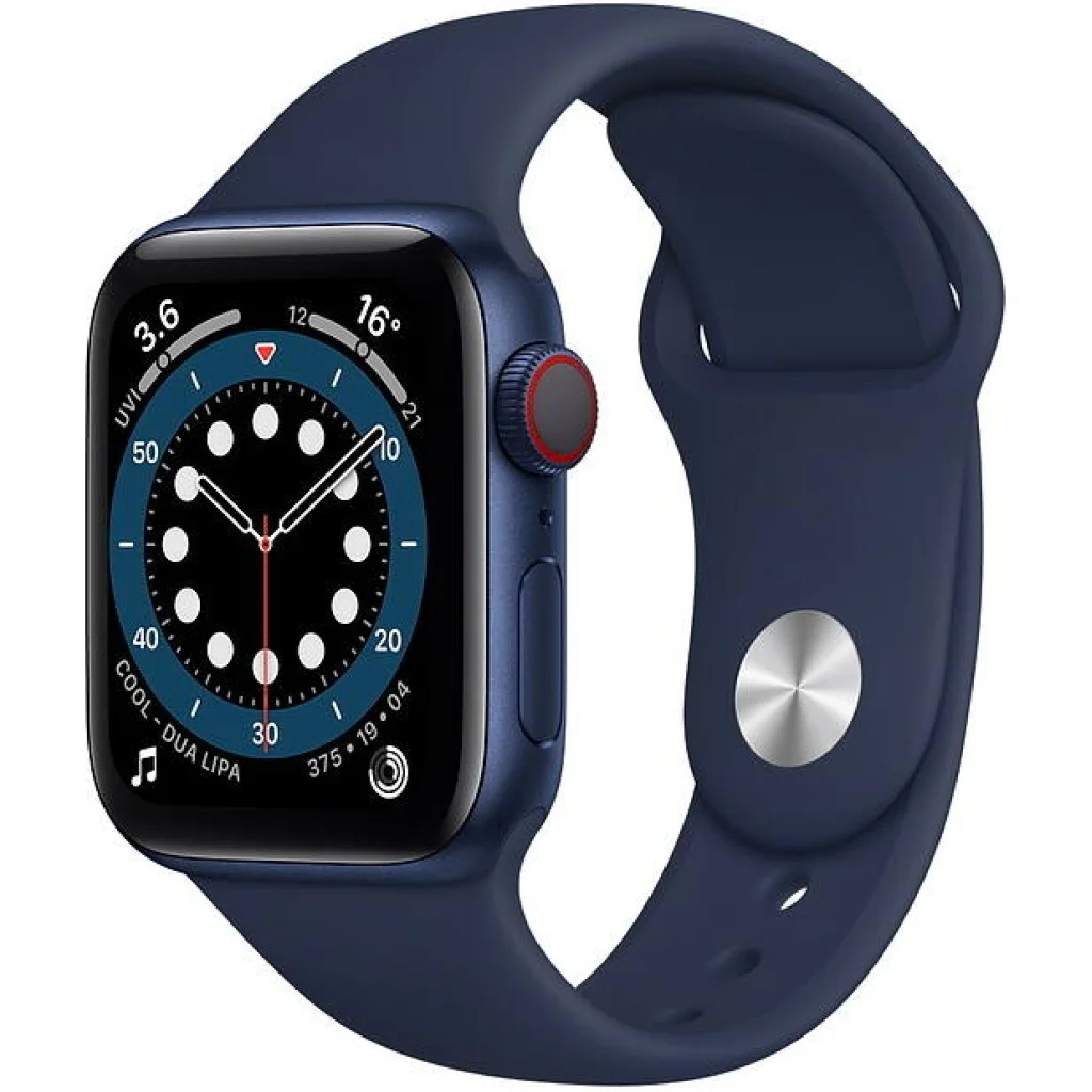 Apple Watch Series 6 GPS + Cellular 44mm Blue Aluminum Case with Deep Navy Sport Band (M07J3, M09A3)