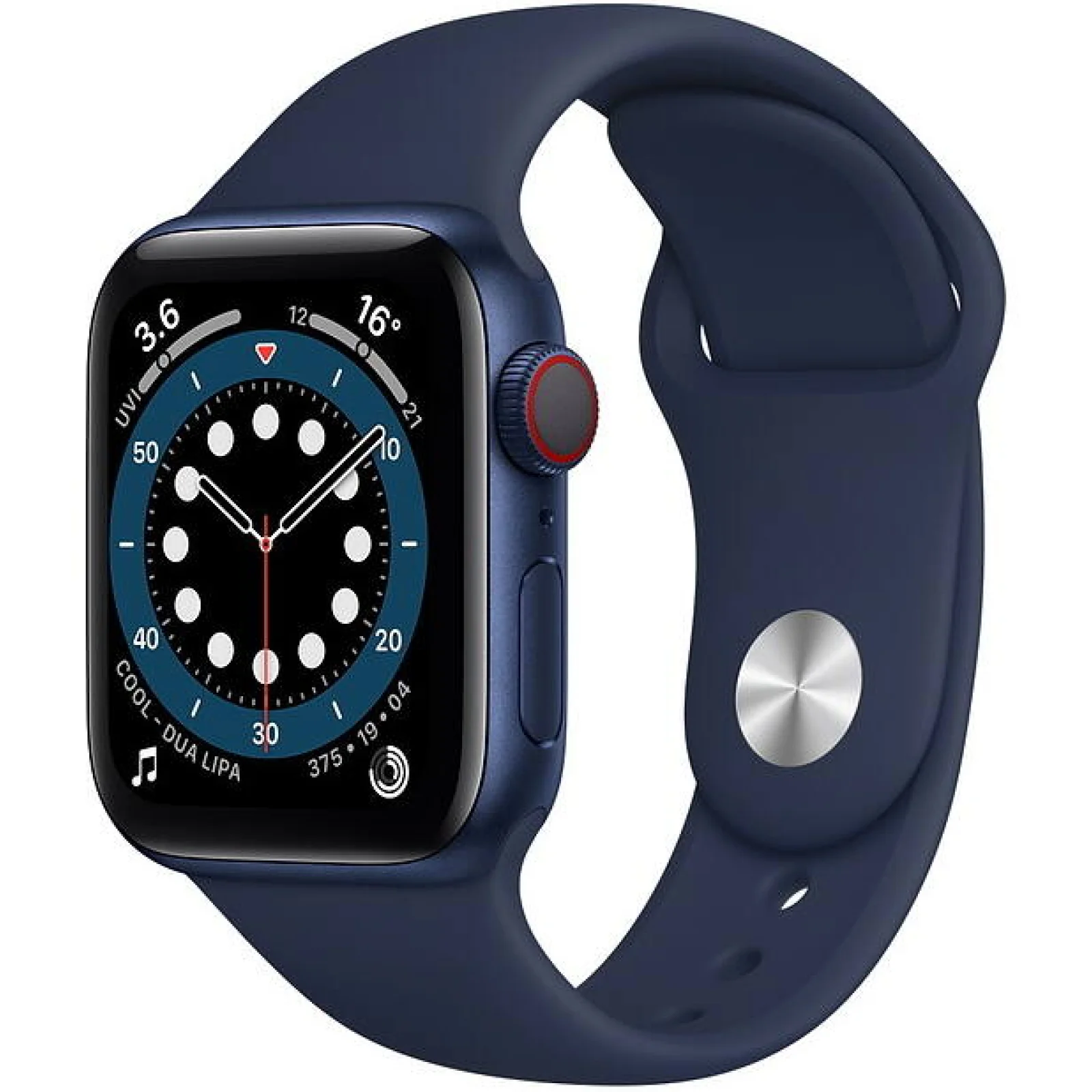 Apple Watch Series 6 GPS + Cellular 40mm Blue Aluminum Case with Deep Navy Sport Band (M02R3, M06Q3)