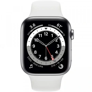 Apple Watch Series 6 GPS + Cellular 40mm Silver Stainless Steel Case with White Sport Band (M02U3, M06T3)