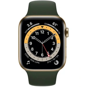 Apple Watch Series 6 GPS + Cellular 40mm Gold Stainless Steel Case with Cyprus Green Sport Band (M02W3, M06V3)