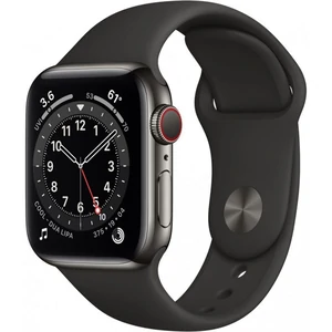 Смарт-годинник Apple Watch Series 6 GPS + Cellular 40mm Graphite Stainless Steel with Black Sport Band (M02Y3, M06X3)