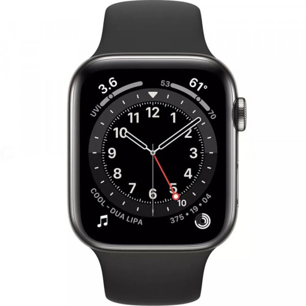 Apple Watch Series 6 GPS + Cellular 40mm Graphite Stainless Steel with Black Sport Band (M02Y3, M06X3)
