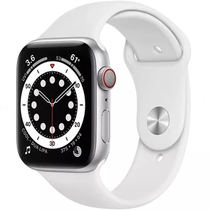 Смарт-часы Apple Watch Series 6 GPS + Cellular 40mm Silver Aluminum Case with White Sport Band (M02N3, M06M3)