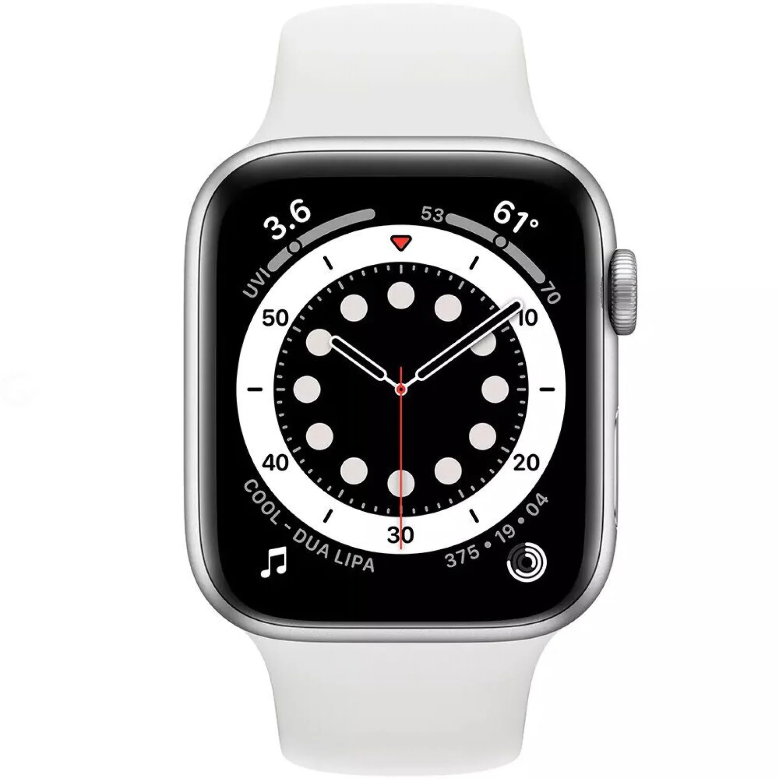 Apple Watch Series 6 GPS + Cellular 40mm Silver Aluminum Case with White Sport Band (M02N3, M06M3)
