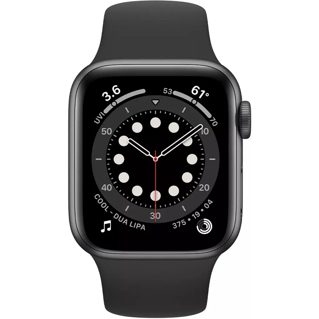 Apple Watch Series 6 GPS + Cellular 44mm Space Grey Aluminum Case with Black Sport Band (M07H3, MG2E3)