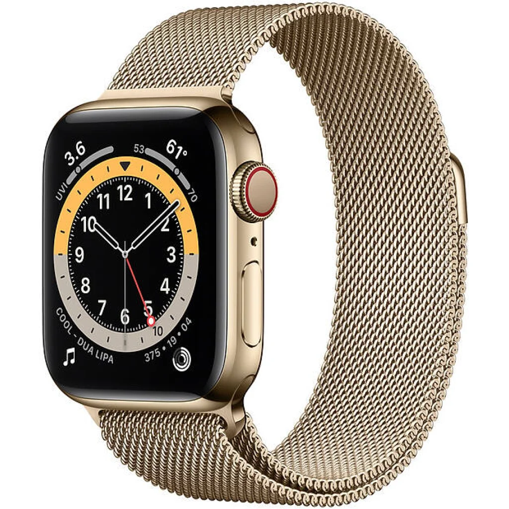 Apple Watch Series 6 GPS + Cellular 44mm Gold Stainless Steel Case with Gold Milanese Loop (M07P3, M09G3)