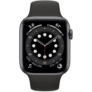Apple Watch Series 6 GPS + Cellular 44mm Graphite Stainless Steel Case with Black Sport Band (M07Q3, M09H3)