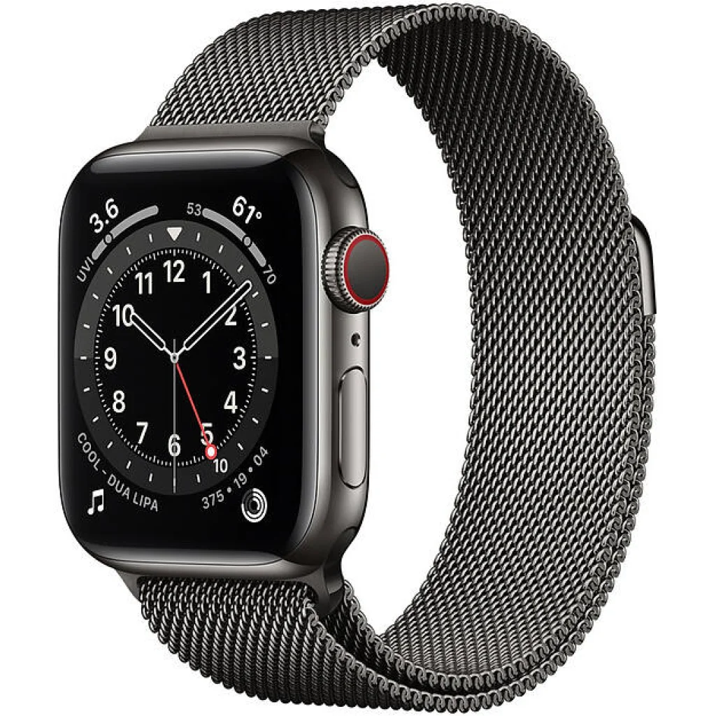 Apple Watch Series 6 GPS + Cellular 44mm Graphite Stainless Steel Case with Graphite Milanese Loop (M07R3, M09J3)