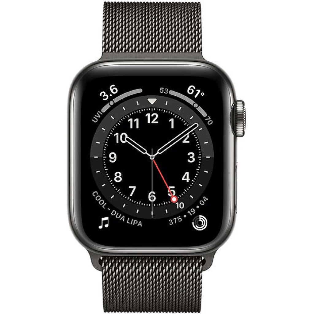 Apple Watch Series 6 GPS + Cellular 44mm Graphite Stainless Steel Case with Graphite Milanese Loop (M07R3, M09J3)