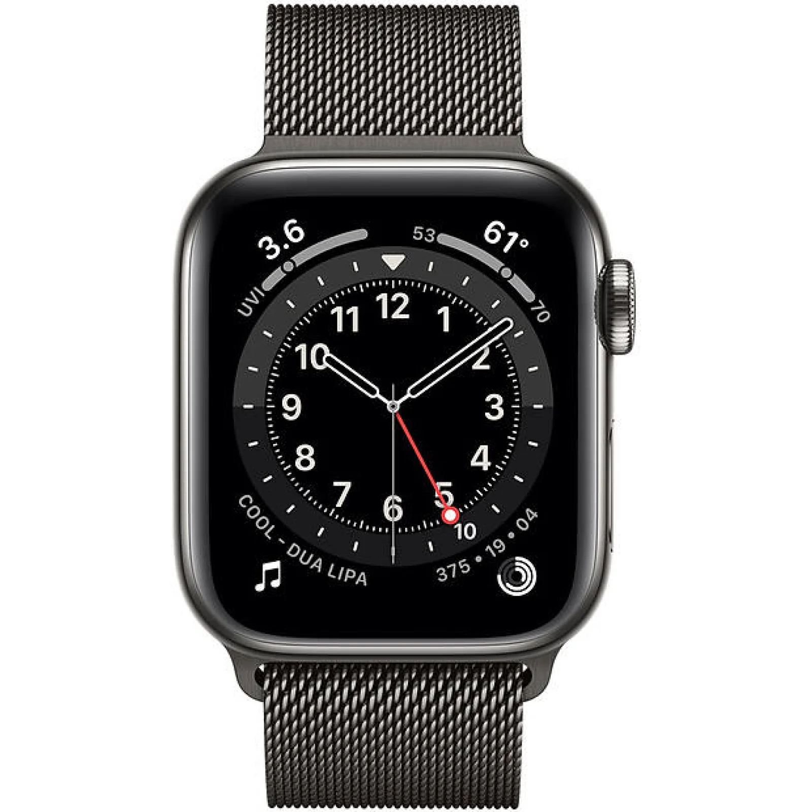 Apple Watch Series 6 GPS + Cellular 44mm Graphite Stainless Steel Case with Graphite Milanese Loop (M07R3, M09J3)